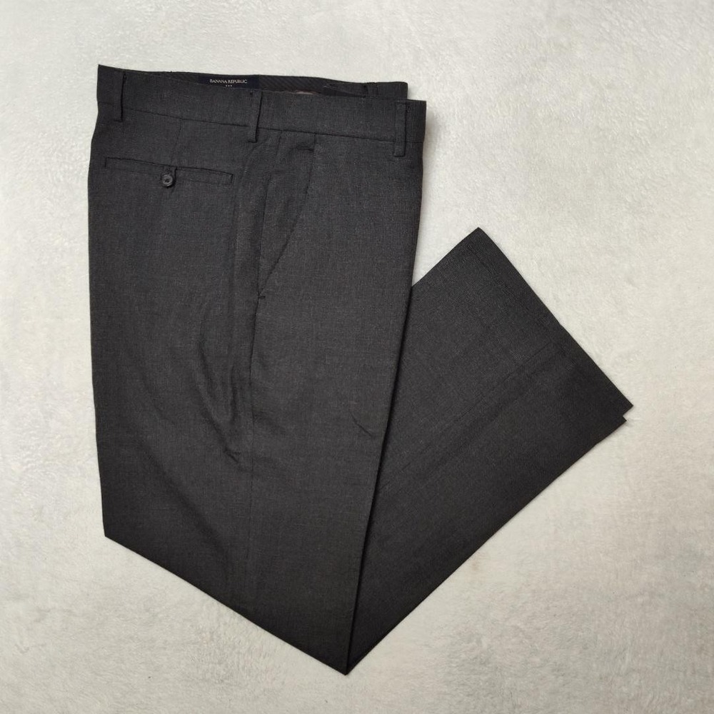 Banana‎ Republic Pants Mens 35x30 Gray Modern Fit Dress Slacks Polyester Viscose